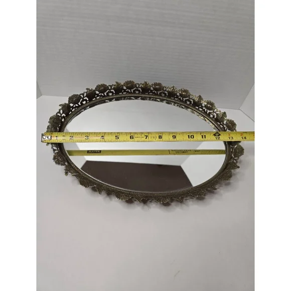 Vintage oval mirrored tray - Picture 5 of 8